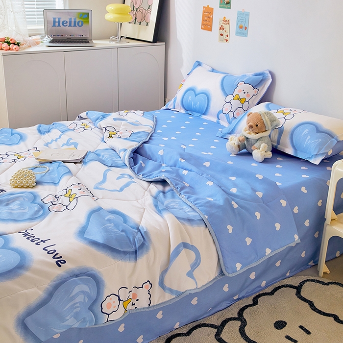 91家纺网 家纺一手货源 找家纺 卡斯诺家纺馆 2025新款芦荟棉亲肤印花夏被 （下载包包含买家秀）爱心熊