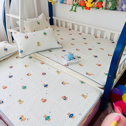 小虾米 2024新款上下床乳胶凉席床笠款印花凉席三件套 小熊点点