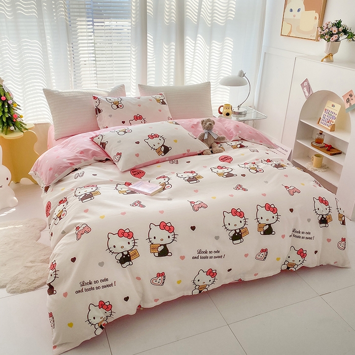 91家纺网 家纺一手货源 找家纺 （总）富馨莱 2024新款正版授权KT全棉印花四件套 学生床三件套