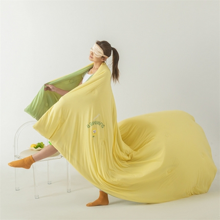 91家纺网 家纺一手货源 找家纺 （总）无界 2024新款凉感丝纯色拼色水果被夏被