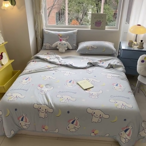 91家纺网 家纺一手货源 找家纺 桃子家居 2024新款A类三丽鸥正版授权高品质牛奶丝软糯针织棉夏被系列 针织棉三丽鸥-泡泡玉桂狗