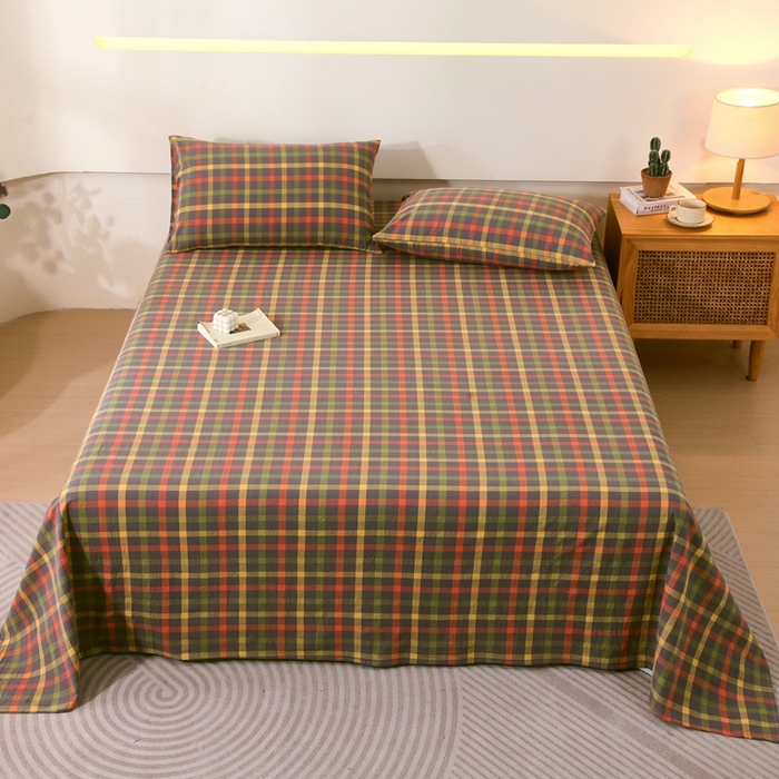 91家纺网 家纺一手货源 找家纺 一禾2024新款A类亲肤舒适全棉色织单品系列-单床单 小晴空-灰