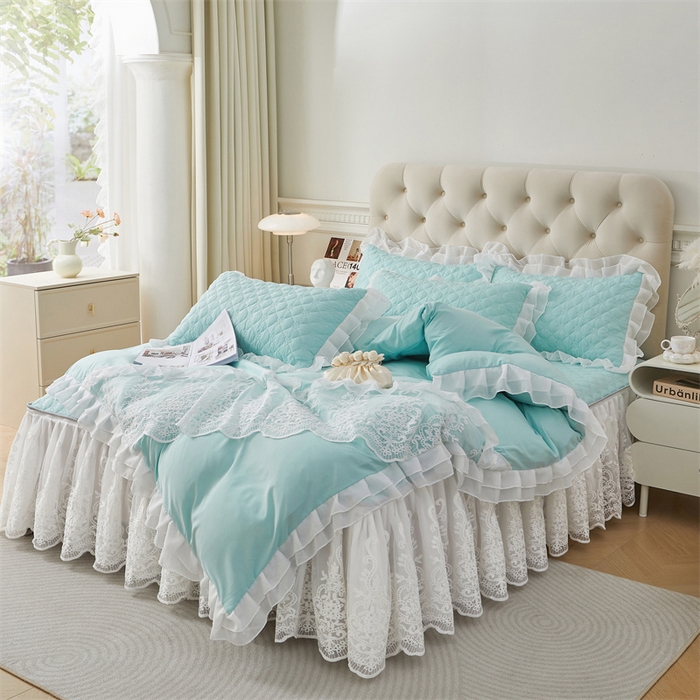 91家纺网 家纺一手货源 找家纺 （总）虹星家纺 2024新款A类水洗棉四季款床裙系列套件-四件套