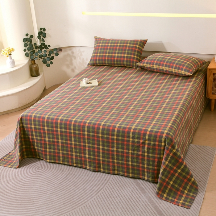 91家纺网 家纺一手货源 找家纺 一禾2024新款A类亲肤舒适全棉色织单品系列-单床单 小晴空-灰