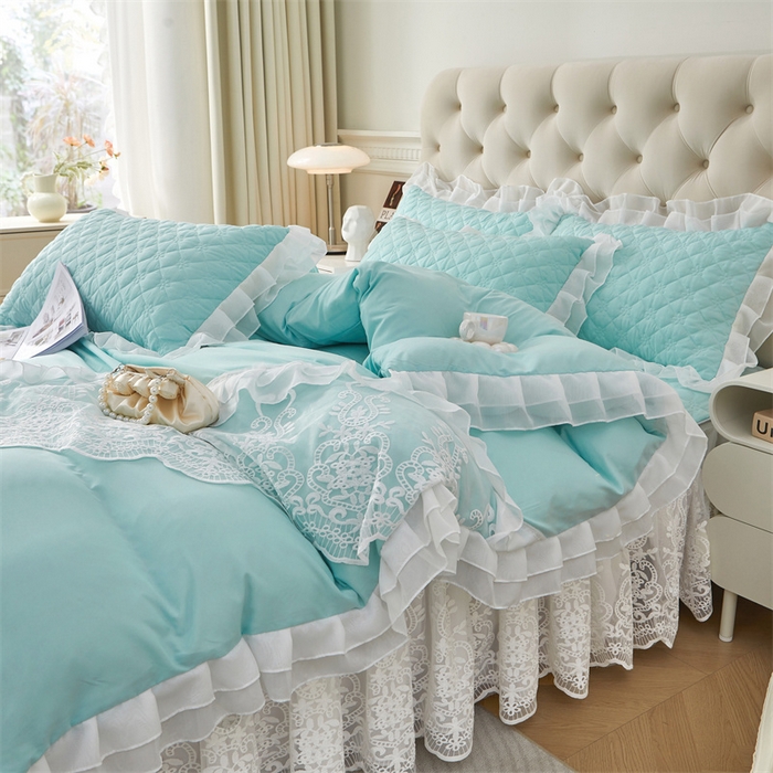 91家纺网 家纺一手货源 找家纺 （总）虹星家纺 2024新款A类水洗棉四季款床裙系列套件-四件套