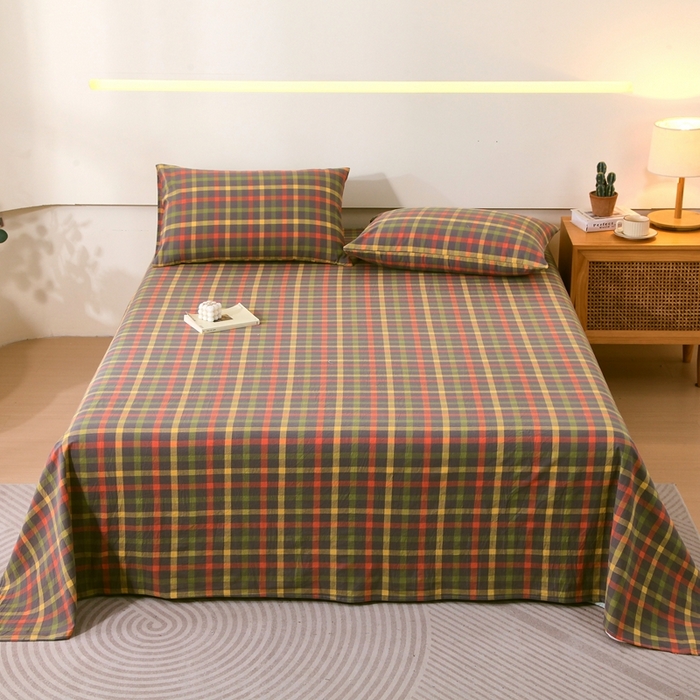 91家纺网 家纺一手货源 找家纺 一禾2024新款A类亲肤舒适全棉色织单品系列-单床单 小晴空-灰