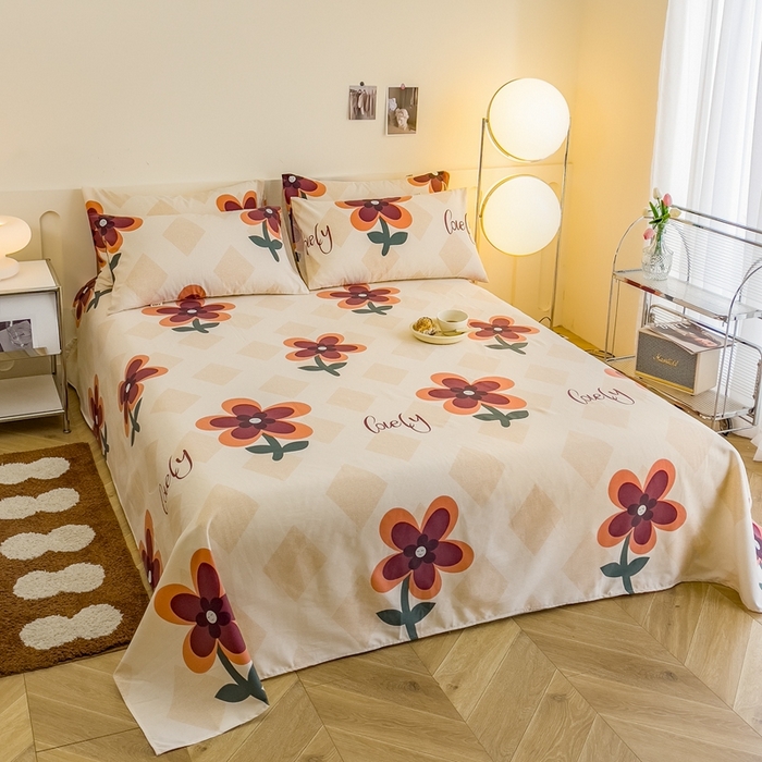 91家纺网 家纺一手货源 找家纺 金泰莱 2025新款老粗布凉席老粗布床单软凉席三件套藤席 花随