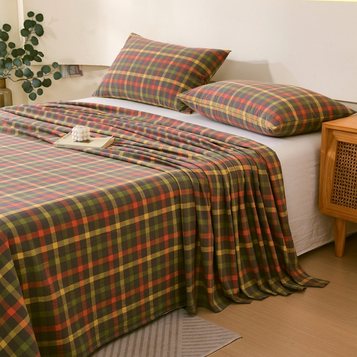 91家纺网 家纺一手货源 找家纺 一禾2024新款A类亲肤舒适全棉色织单品系列-单床单 小晴空-灰