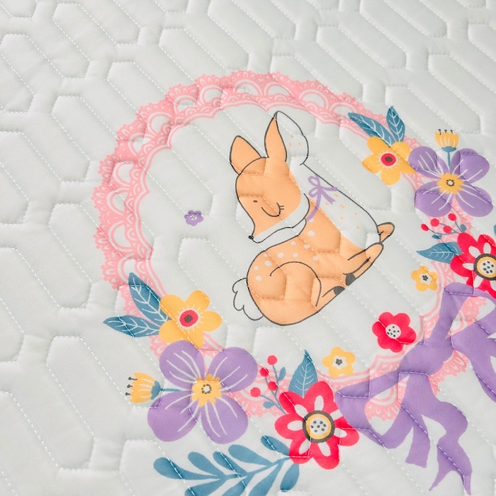 91家纺网 家纺一手货源 找家纺 小虾米 2024新款上下床乳胶凉席床笠款印花凉席三件套 麋鹿