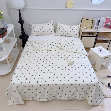 91家纺网 家纺一手货源 找家纺 塔塔 云朵皱皱棉小花边夏被 森林物语