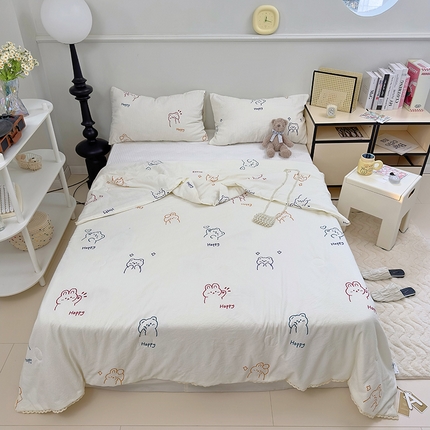 91家纺网 家纺一手货源 找家纺 塔塔 云朵皱皱棉小花边夏被 云朵熊