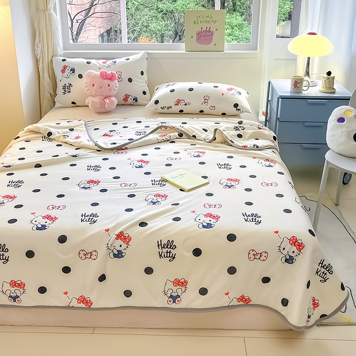 91家纺网 家纺一手货源 找家纺 （总）金爱家 2024新款A类三丽鸥正版授权高品质牛奶丝软糯针织棉夏被系列