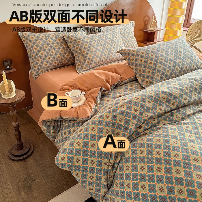 91家纺网 家纺一手货源 找家纺 丝芙妮家居（原乐视家纺） 2025新款全棉混纺云糯棉双层纱套件系列 莱茵