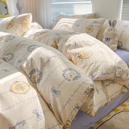  2024新款全棉印花四件套 甜心小熊