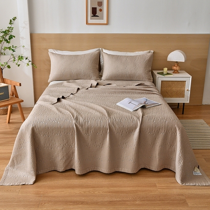 91家纺网 家纺一手货源 找家纺 有货 2024新款莱塞尔星星纱洗床盖四件套 星星-咖