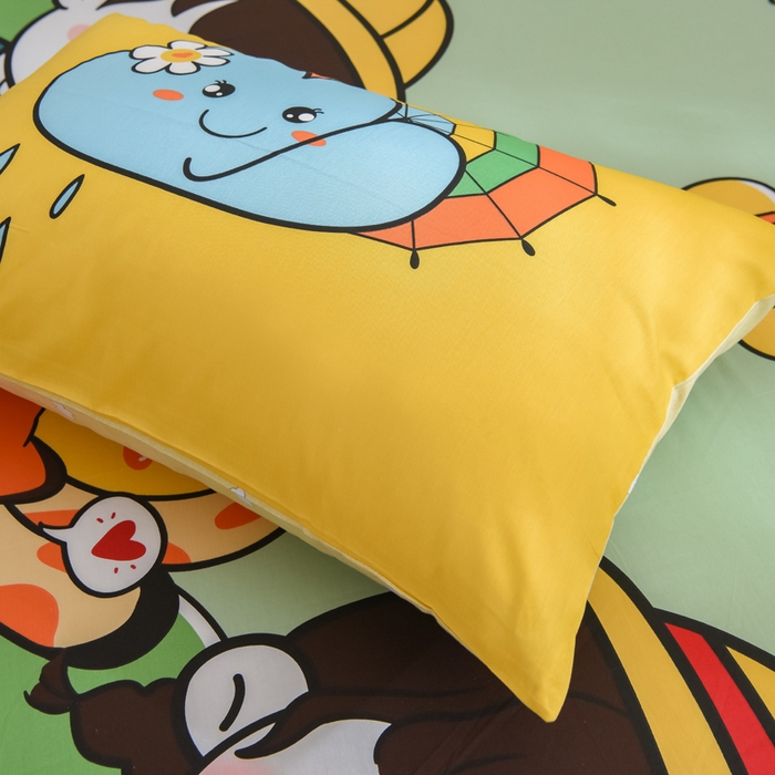 91家纺网 家纺一手货源 找家纺 沐白家居 2024新款纯棉喷气133*72二次元大版印花单床笠 趣味