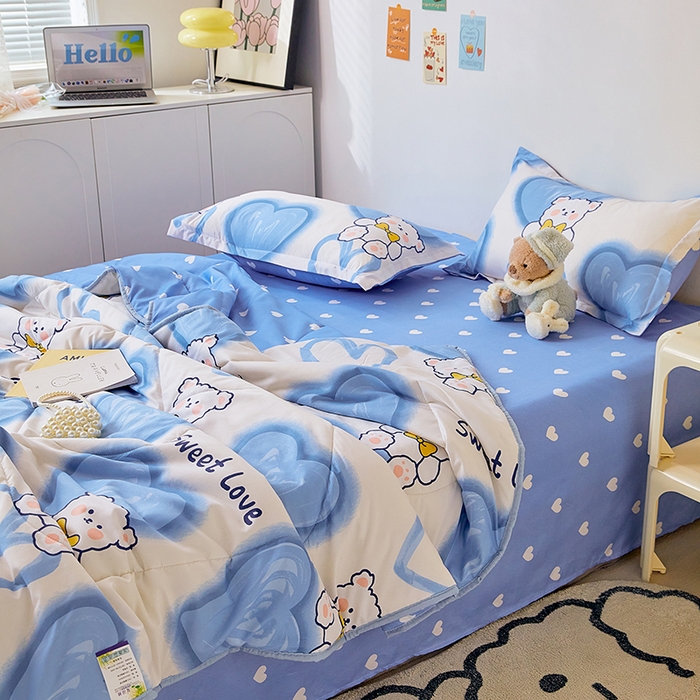 91家纺网 家纺一手货源 找家纺 卡斯诺家纺馆 2025新款芦荟棉亲肤印花夏被 （下载包包含买家秀）爱心熊