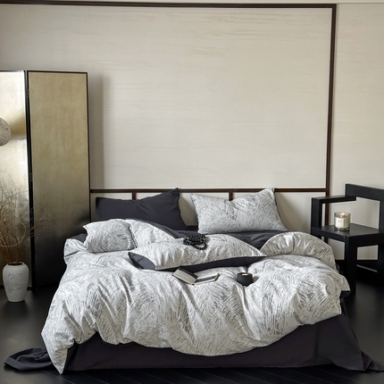 91家纺网 家纺一手货源 找家纺 （总）例外Home 2024新款AB版针刺提花四件套-网目-墨恋系列