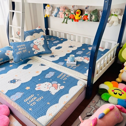 小虾米 2024新款上下床乳胶凉席床笠款印花凉席三件套 快乐宝贝