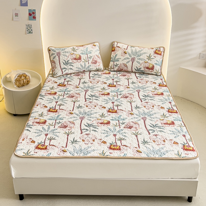 91家纺网 家纺一手货源 找家纺 氧家 2024新款0.5加厚凉感丝乳胶凉席三件套 雨林大象