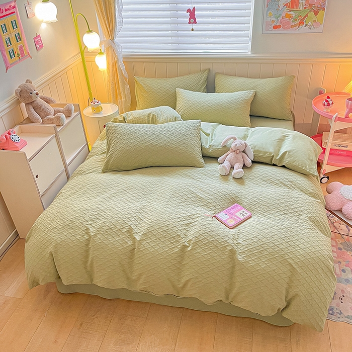 91家纺网 家纺一手货源 找家纺 （总）琪格格纺织 2023新款全棉泡泡纱小提花四件套