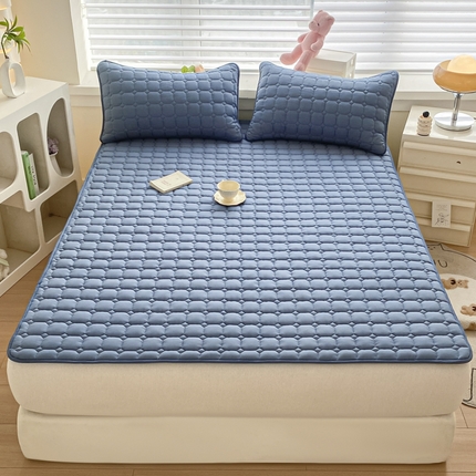 91家纺网 家纺一手货源 找家纺 暖季 2025新款A类数码印花床护垫 床护垫-琉璃蓝