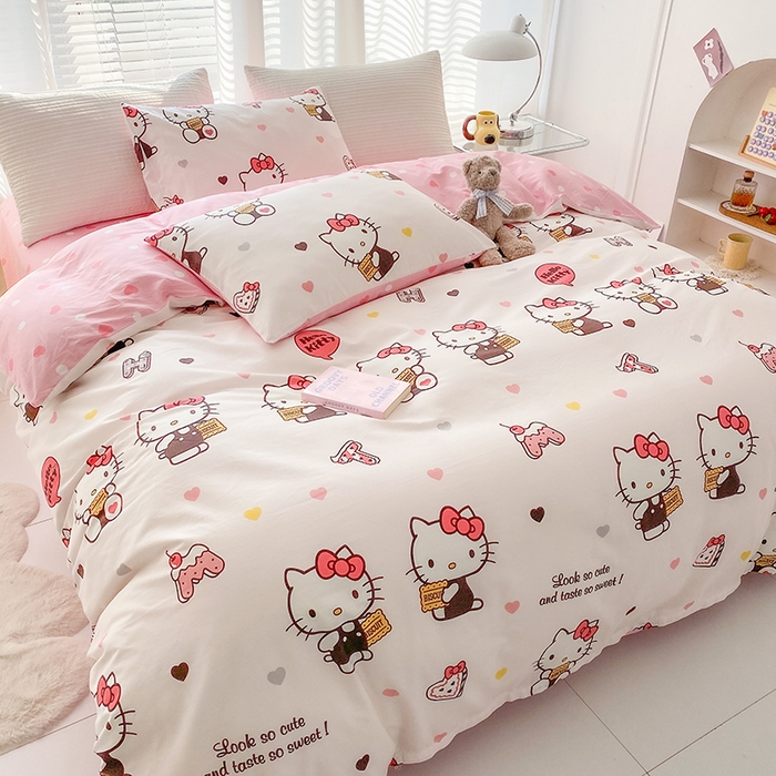 91家纺网 家纺一手货源 找家纺 （总）富馨莱 2024新款正版授权KT全棉印花四件套 学生床三件套