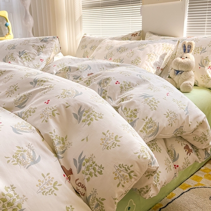 91家纺网 家纺一手货源 找家纺  2024新款全棉印花四件套 星野