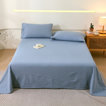 一禾2024新款A类亲肤舒适全棉色织单品系列-单床单 天空蓝