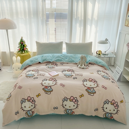 91家纺网 家纺一手货源 找家纺 （总）富馨莱 2024新款正版授权KT全棉印花四件套 学生床三件套