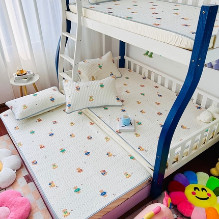 91家纺网 家纺一手货源 找家纺 （总）小虾米 2024新款上下床乳胶凉席床笠款印花凉席三件套