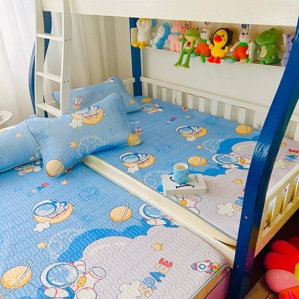 91家纺网 家纺一手货源 找家纺 （总）小虾米 2024新款上下床乳胶凉席床笠款印花凉席三件套