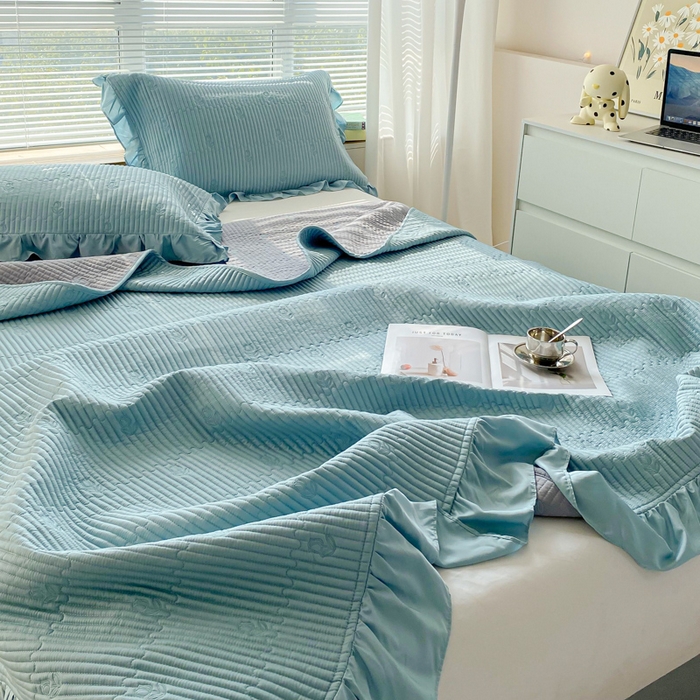 91家纺网 家纺一手货源 找家纺 （总）胜权家纺 2024新款A类60S天丝夹棉绣花床盖三件套