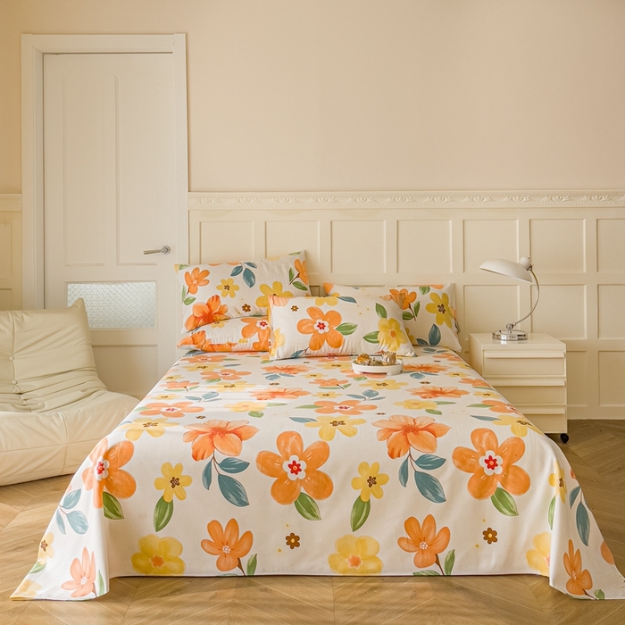 91家纺网 家纺一手货源 找家纺 金泰莱 2025新款老粗布凉席老粗布床单软凉席三件套藤席 花祭