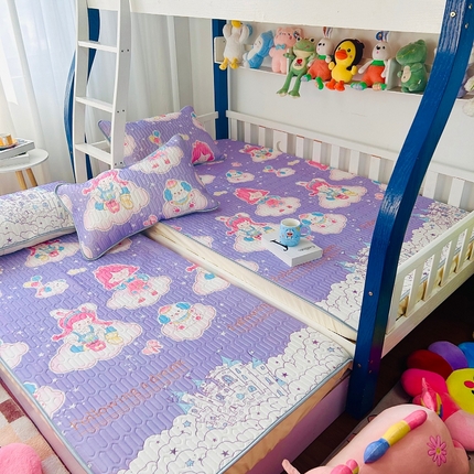 小虾米 2024新款上下床乳胶凉席床笠款印花凉席三件套 梦幻城堡