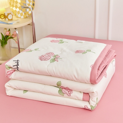 91家纺网 家纺一手货源 找家纺 卡斯诺 2025新款水洗棉麻双层纱夏被（下载包包含买家秀） 玫瑰之约