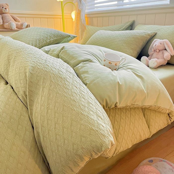 91家纺网 家纺一手货源 找家纺 （总）琪格格纺织 2023新款全棉泡泡纱小提花四件套