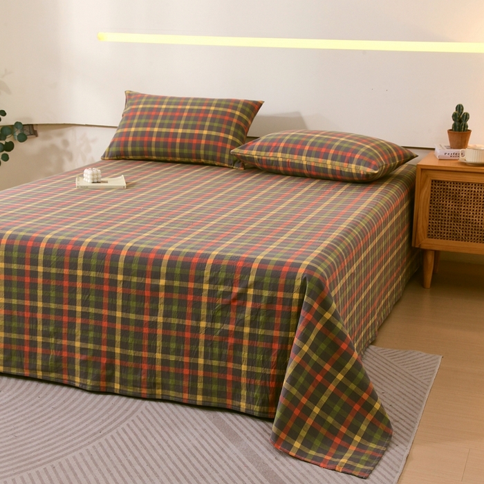 91家纺网 家纺一手货源 找家纺 一禾2024新款A类亲肤舒适全棉色织单品系列-单床单 小晴空-灰