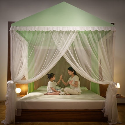 91家纺网 家纺一手货源 找家纺 飞轮海 2024新款纯色花边款遮光蚊帐 LF-2 芥末绿