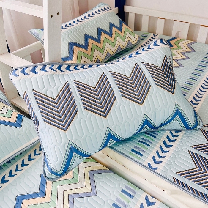 91家纺网 家纺一手货源 找家纺 小虾米 2024新款上下床乳胶凉席床笠款印花凉席三件套 灵动