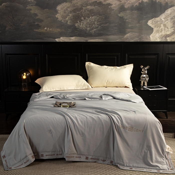 91家纺网 家纺一手货源 找家纺 被靠被2024新款锦丝锻夏被-赫拉 浅灰