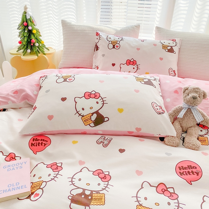 91家纺网 家纺一手货源 找家纺 （总）富馨莱 2024新款正版授权KT全棉印花四件套 学生床三件套