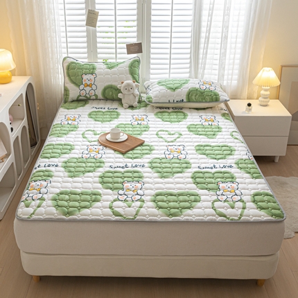 暖季 2025新款A类数码印花床护垫 床护垫-绿心熊