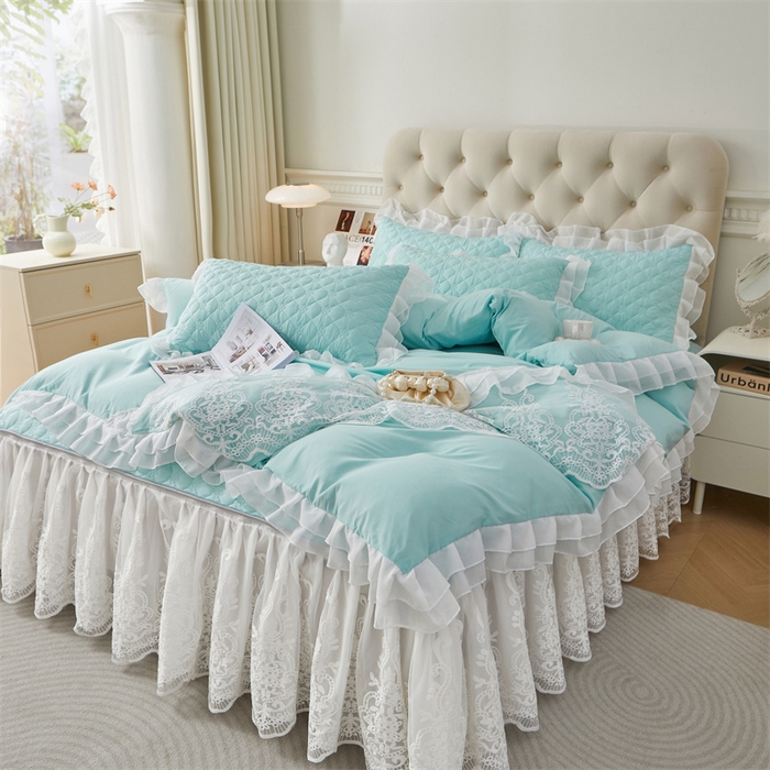 91家纺网 家纺一手货源 找家纺 （总）虹星家纺 2024新款A类水洗棉四季款床裙系列套件-四件套