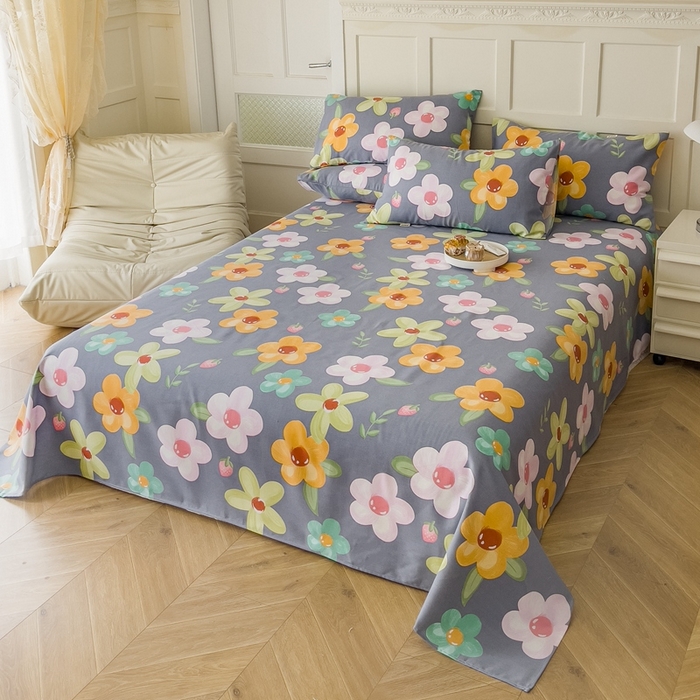 91家纺网 家纺一手货源 找家纺 金泰莱 2025新款老粗布凉席老粗布床单软凉席三件套藤席 南笙