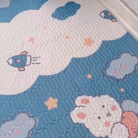 91家纺网 家纺一手货源 找家纺 小虾米 2024新款上下床乳胶凉席床笠款印花凉席三件套 快乐宝贝