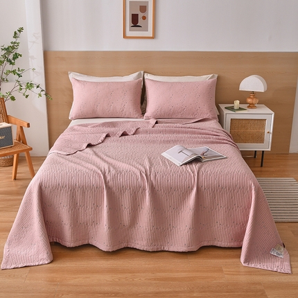 91家纺网 家纺一手货源 找家纺 有货 2024新款莱塞尔星星纱洗床盖四件套 星星-红