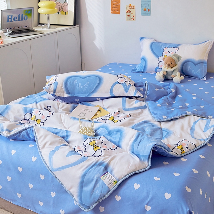 91家纺网 家纺一手货源 找家纺 卡斯诺家纺馆 2025新款芦荟棉亲肤印花夏被 （下载包包含买家秀）爱心熊