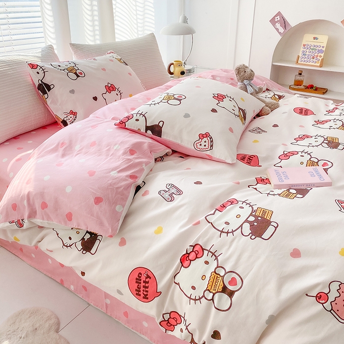 91家纺网 家纺一手货源 找家纺 （总）富馨莱 2024新款正版授权KT全棉印花四件套 学生床三件套