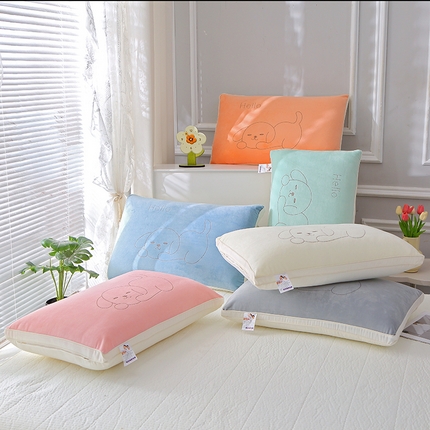（总）鸿图枕业 2024新款HELLO纯色小狗羽丝绒枕枕头枕芯